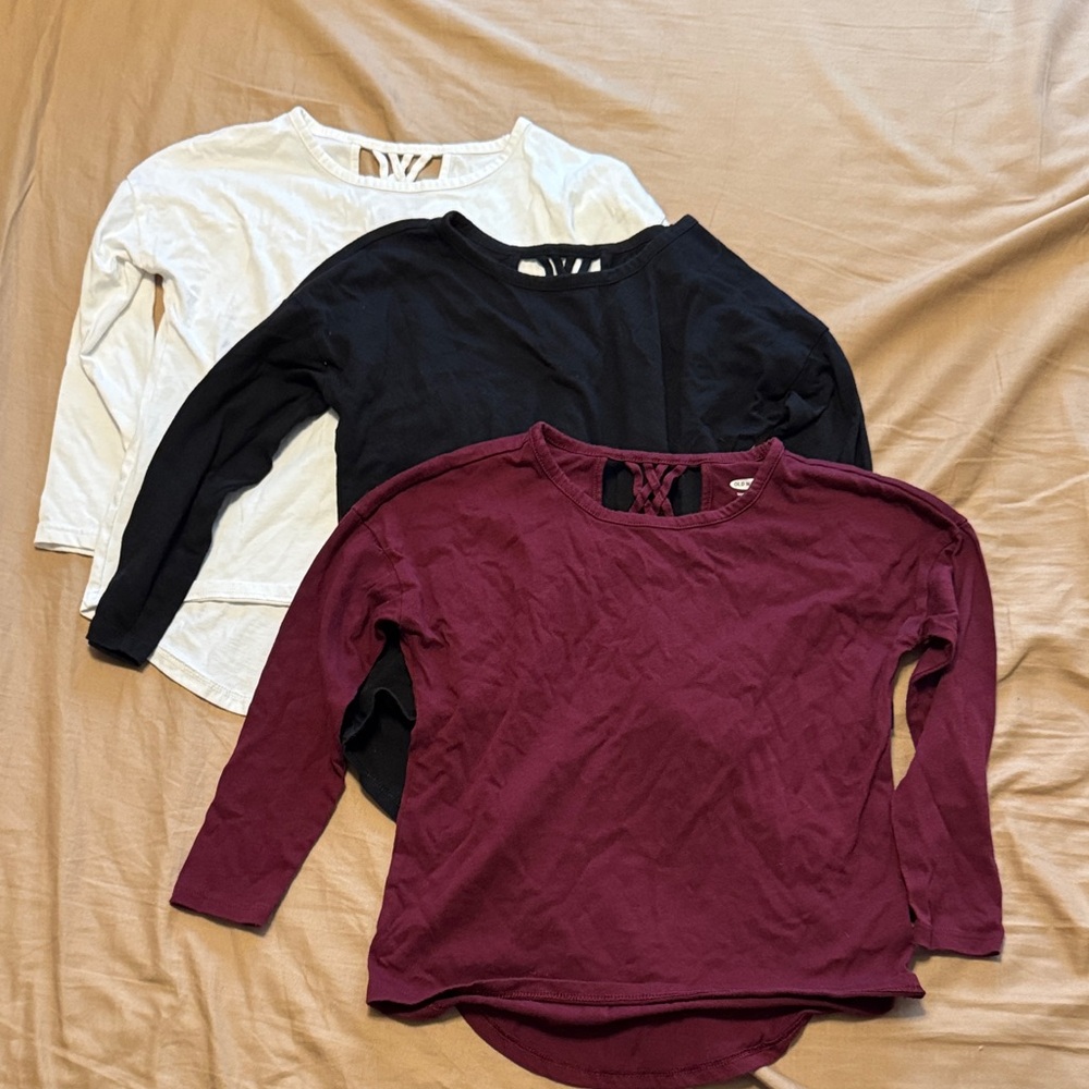 Old Navy Bundle Softest Long-Sleeve Lattice-Back T-Shirt for Girls - Size XS (5)